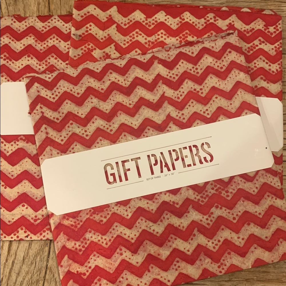 3 Sets of 3 Red Handmade Wrapping Gift Papers Anthropologie 9 Sheets Total